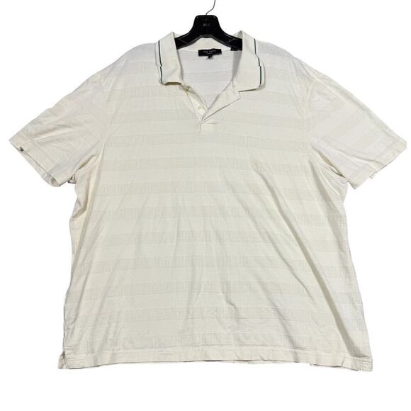 Ted Baker Other - Ted Baker London Men’s Polo Shirt Size 7 (XL) White Textured Stripe Cotton Blend